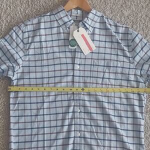 Mens Hawker Rye Essential Stretch Oxford Slim Fit Blue Plaid Button-Down Shirt L